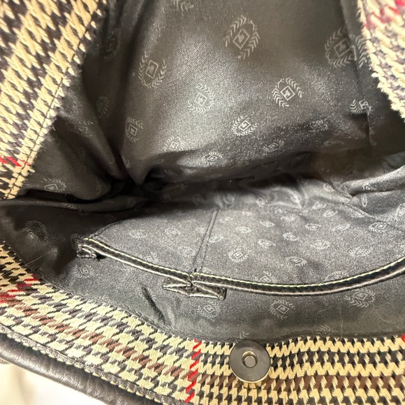 Chaps Leather Purse Black White Houndstooth Red Stripe - Picture 9 of 13